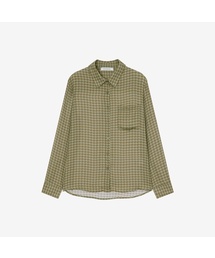 [W] シアーライクシフォンミニチェックブラウス