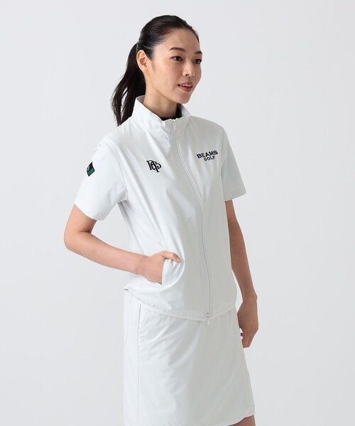 BEAMS GOLF（ビームスゴルフ）の「PURPLE LABEL / スフィダンテ 撥水 ショートスリーブ ブルゾン（ベスト・レディース・ホワイト/ネイビー・SMALL/MEDIUM/LARGE）」の7枚目の写真