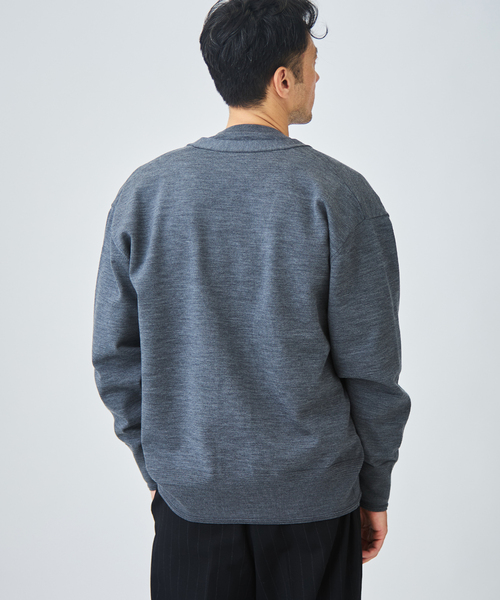 EDIFICE(エディフィス)の「《EDIFICE by PIPPIOLINO》ウール プレイティング Vネックカーディガン(カーディガン/ボレロ・メンズ・ブラック/グレー・MEDIUM/LARGE)」の7枚目の写真
