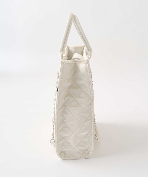 Belle Charme（ベルシャルム）の「【Belle Charme】Velour Quilted Ribbon Carry On Tote（トートバッグ・レディース・ピンク/オフホワイト/ブラック・FREE）」の9枚目の写真