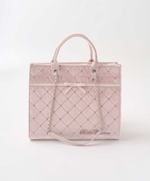 Belle Charme（ベルシャルム）の「【Belle Charme】Velour Quilted Ribbon Carry On Tote（トートバッグ・レディース・ピンク/オフホワイト/ブラック・FREE）」の22枚目の写真