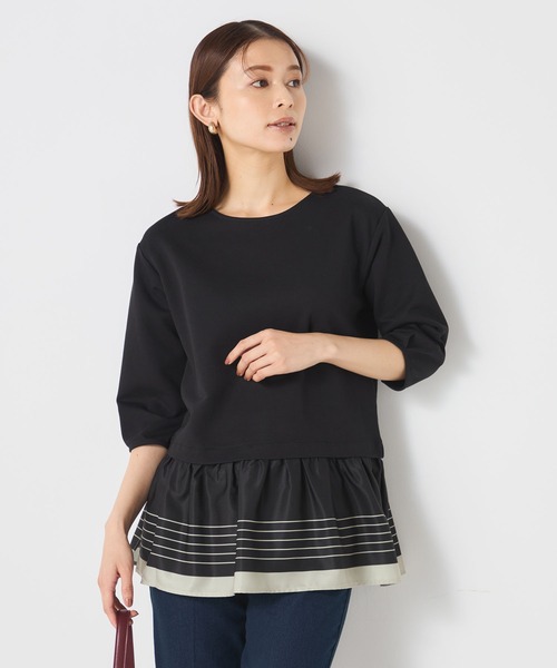 GALLORIA(ギャローリア)の「異素材切替ぺプラムプルオーバー(Tシャツ/カットソー・レディース・ブラック/ブラウン・L/S/M/LL)」の2枚目の写真