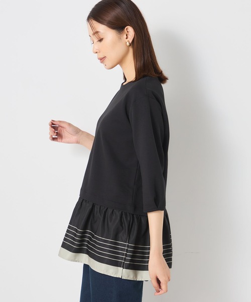 GALLORIA(ギャローリア)の「異素材切替ぺプラムプルオーバー(Tシャツ/カットソー・レディース・ブラック/ブラウン・L/S/M/LL)」の4枚目の写真