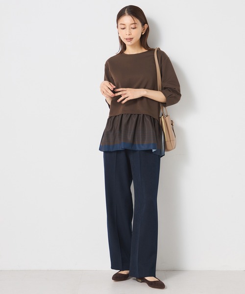 GALLORIA(ギャローリア)の「異素材切替ぺプラムプルオーバー(Tシャツ/カットソー・レディース・ブラック/ブラウン・L/S/M/LL)」の7枚目の写真