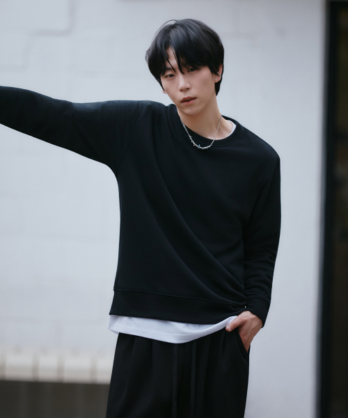 GCLIP(ジクリップ)の「セミオーバーサイズ裏毛スウェットTシャツ 5Color(スウェット・メンズ・ホワイト/ブラック/ネイビー/グレー/バーガンディー・MEDIUM/LARGE/X-LARGE/XX-LARGE)」の7枚目の写真
