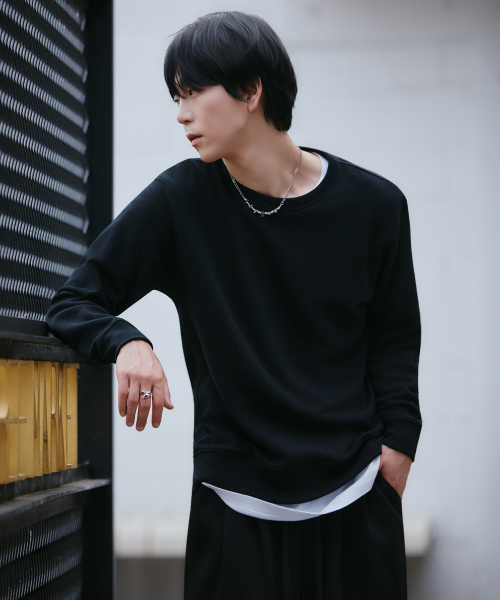 GCLIP(ジクリップ)の「セミオーバーサイズ裏毛スウェットTシャツ 5Color(スウェット・メンズ・ホワイト/ブラック/ネイビー/グレー/バーガンディー・MEDIUM/LARGE/X-LARGE/XX-LARGE)」の8枚目の写真