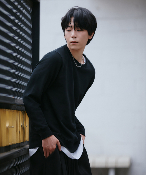 GCLIP(ジクリップ)の「セミオーバーサイズ裏毛スウェットTシャツ 5Color(スウェット・メンズ・ホワイト/ブラック/ネイビー/グレー/バーガンディー・MEDIUM/LARGE/X-LARGE/XX-LARGE)」の9枚目の写真