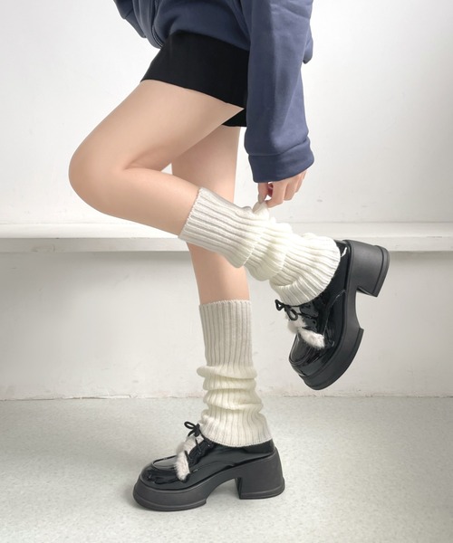 Shoes in Closet(シューズインクローゼット)の「【予約開始】+7.5cm 厚底 ファー付き レースアップ ドレスシューズ ローファー 495(ドレスシューズ・レディース・ブラック/ホワイト・M/S/LL/L)」の12枚目の写真