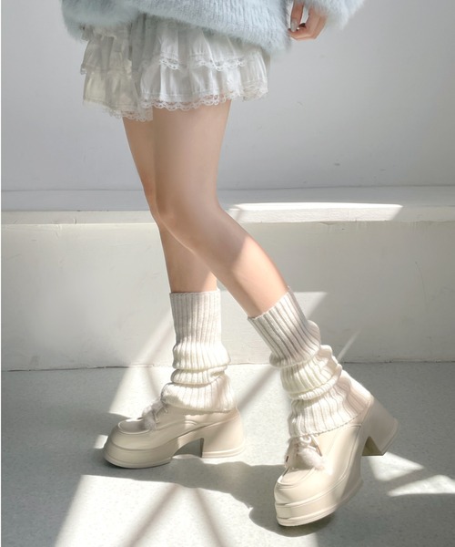 Shoes in Closet(シューズインクローゼット)の「【予約開始】+7.5cm 厚底 ファー付き レースアップ ドレスシューズ ローファー 495(ドレスシューズ・レディース・ブラック/ホワイト・M/S/LL/L)」の5枚目の写真