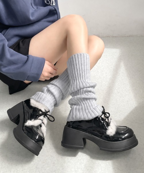 Shoes in Closet(シューズインクローゼット)の「【予約開始】+7.5cm 厚底 ファー付き レースアップ ドレスシューズ ローファー 495(ドレスシューズ・レディース・ブラック/ホワイト・M/S/LL/L)」の18枚目の写真