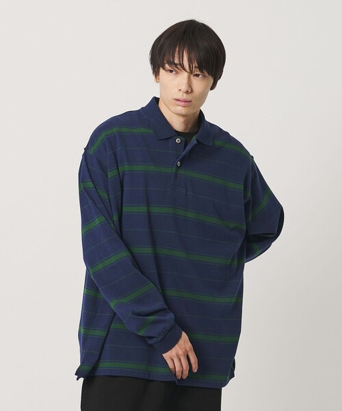 NICE WEATHER(ナイスウェザー)の「<NICE WEATHER>ボーダー ロングスリーブ ポロシャツ(ポロシャツ・メンズ・ネイビー/ライトグレー・L/S/M)」の3枚目の写真