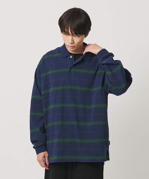 NICE WEATHER(ナイスウェザー)の「<NICE WEATHER>ボーダー ロングスリーブ ポロシャツ(ポロシャツ・メンズ・ネイビー/ライトグレー・L/S/M)」の4枚目の写真