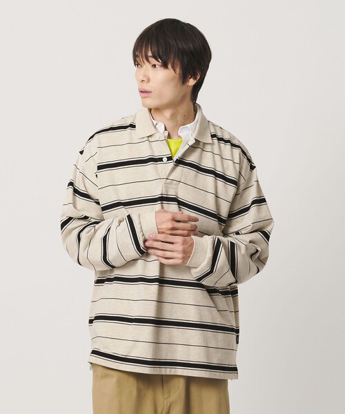 NICE WEATHER(ナイスウェザー)の「<NICE WEATHER>ボーダー ロングスリーブ ポロシャツ(ポロシャツ・メンズ・ネイビー/ライトグレー・L/S/M)」の6枚目の写真