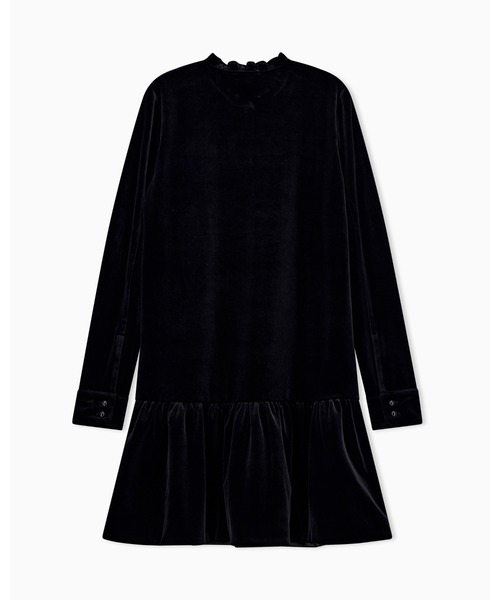 EMPORIO ARMANI(エンポリオアルマーニ)の「【エンポリオ アルマーニ】レギュラーフィット シェニール フリルドレス ワンピース(ワンピース・レディース・ブラック・38/42/40)」の2枚目の写真