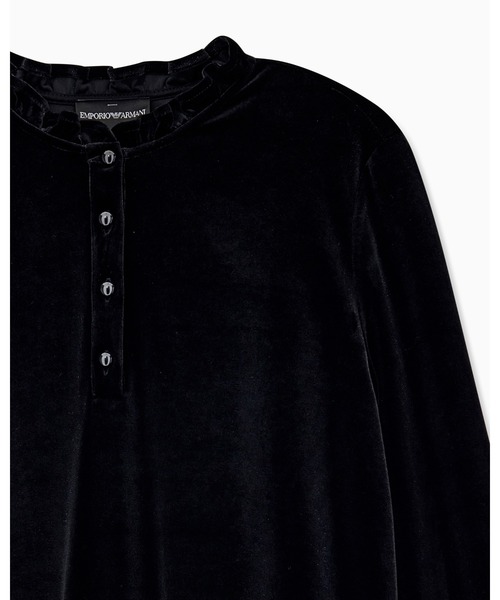 EMPORIO ARMANI(エンポリオアルマーニ)の「【エンポリオ アルマーニ】レギュラーフィット シェニール フリルドレス ワンピース(ワンピース・レディース・ブラック・38/42/40)」の3枚目の写真