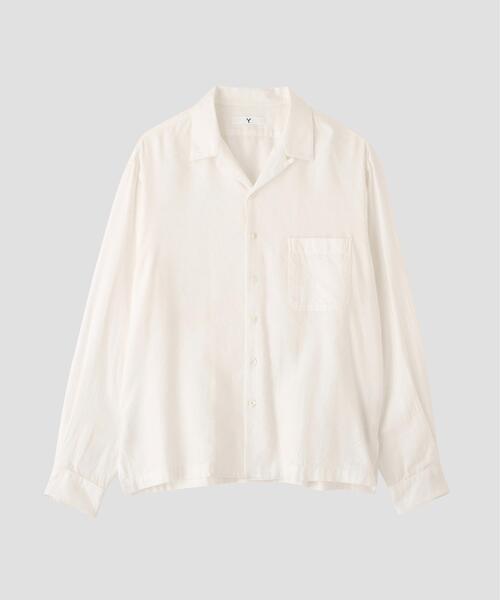 Y（ワイ）の「Ｙ /  [UNISEX] BRUSHED ORGANIC COTTON TENCEL OPEN COLLAR SHIRT（シャツ/ブラウス・メンズ・ネイビー/ホワイト・MEDIUM/SMALL/LARGE）」の4枚目の写真