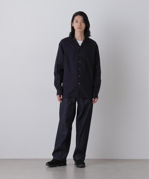 Y（ワイ）の「Ｙ /  [UNISEX] BRUSHED ORGANIC COTTON TENCEL OPEN COLLAR SHIRT（シャツ/ブラウス・メンズ・ネイビー/ホワイト・MEDIUM/SMALL/LARGE）」の6枚目の写真