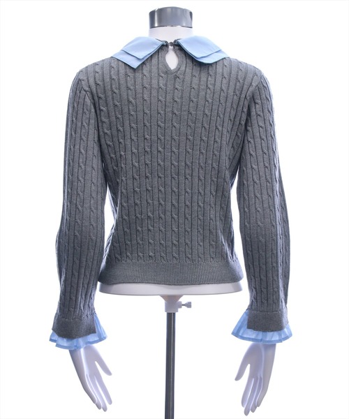 U.S. POLO ASSN.(ユーエスポロアッスン)の「【U.S. POLO ASSN.】clear 別注 シャツ襟ドッキングケーブルニットトップス(ニット/セーター・レディース・ブラウン/グレー/ブラック・F)」の12枚目の写真