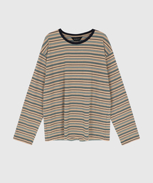マルチストライプ オーバーサイズ Tシャツ ベージュ