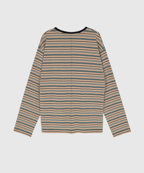 SIGREAT（シグレート）の「マルチストライプ オーバーサイズ Tシャツ ベージュ（Tシャツ/カットソー・レディース・ベージュ・FREE）」の4枚目の写真