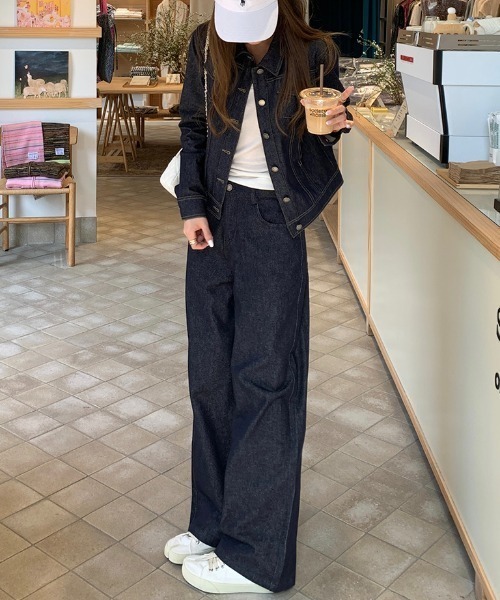 FLINEA(フリネア)の「ヴィンテージデニムジャケット&デニムパンツセットアップ(セットアップ・レディース・インディゴブルー・FREE)」の2枚目の写真