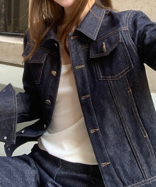 FLINEA(フリネア)の「ヴィンテージデニムジャケット&デニムパンツセットアップ(セットアップ・レディース・インディゴブルー・FREE)」の8枚目の写真