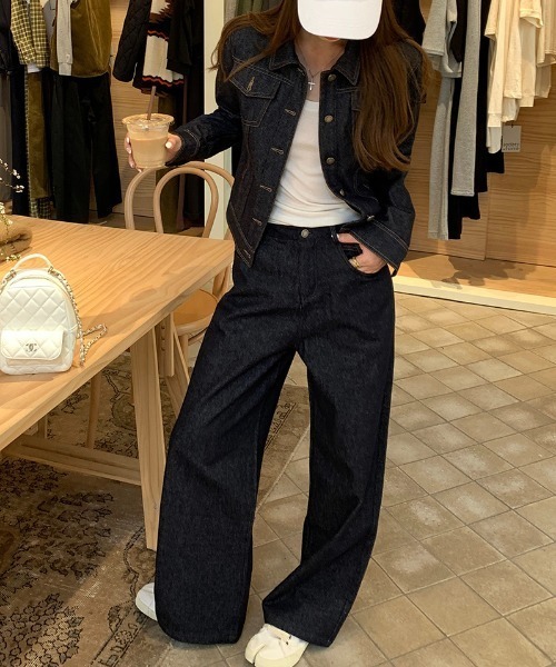 FLINEA(フリネア)の「ヴィンテージデニムジャケット&デニムパンツセットアップ(セットアップ・レディース・インディゴブルー・FREE)」の3枚目の写真