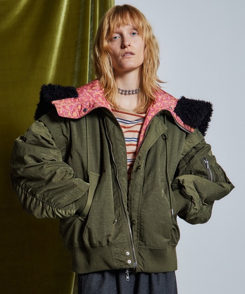 MAISON SPECIAL(メゾンスペシャル)の「【26WINTER PRE-ORDER】Flower Reversible N2B/フラワーリバーシブルN2B(ミリタリージャケット・レディース・ブラック/カーキ・FREE)」の1枚目の写真