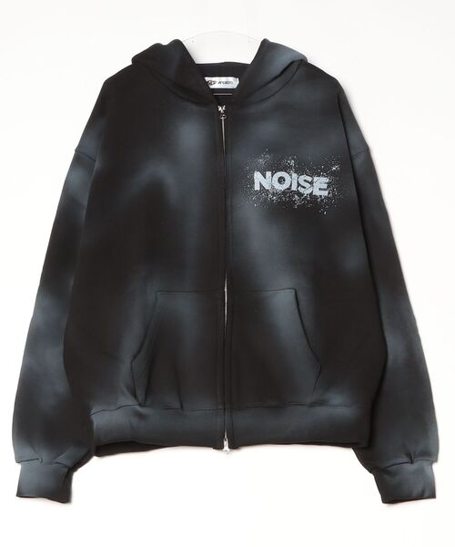A'gem(エージェム)の「A'GEM/9 × .kom 『A'gem/エージェム』SPRAY ZIP-UP HOODIE/スプレージップアップパーカー(パーカー・メンズ・ブラック/アイボリー・FREE)」の7枚目の写真