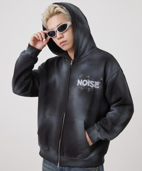 A'gem(エージェム)の「A'GEM/9 × .kom 『A'gem/エージェム』SPRAY ZIP-UP HOODIE/スプレージップアップパーカー(パーカー・メンズ・ブラック/アイボリー・FREE)」の5枚目の写真