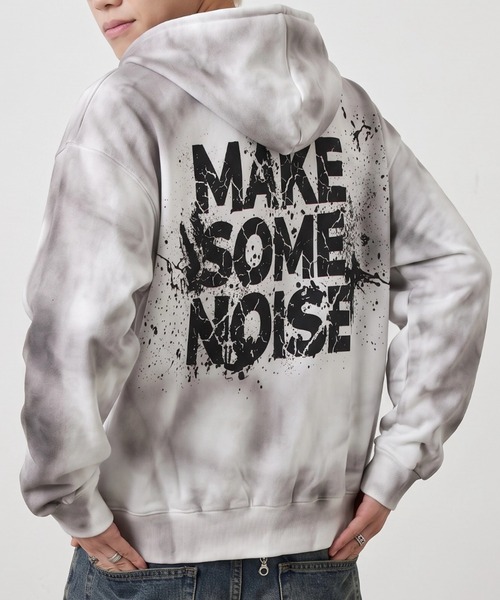 A'gem(エージェム)の「A'GEM/9 × .kom 『A'gem/エージェム』SPRAY ZIP-UP HOODIE/スプレージップアップパーカー(パーカー・メンズ・ブラック/アイボリー・FREE)」の4枚目の写真