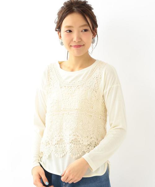 Another Edition(アナザーエディション)の「###レースキャミ×プルオーバーセット/AEMFC LACECAMI×POセット◆(Tシャツ/カットソー・レディース・オフホワイト/ライトブルー/ベージュ・フリー)」の1枚目の写真