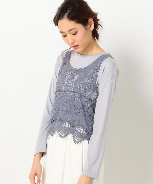 Another Edition(アナザーエディション)の「###レースキャミ×プルオーバーセット/AEMFC LACECAMI×POセット◆(Tシャツ/カットソー・レディース・オフホワイト/ライトブルー/ベージュ・フリー)」の3枚目の写真