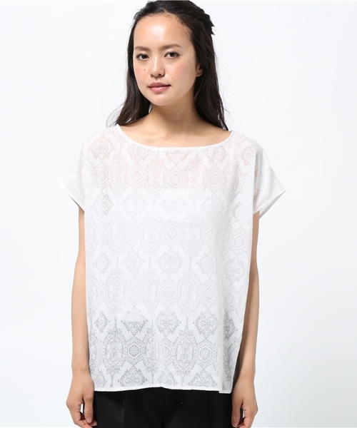 LBC（エルビーシー）の「コットンオパールteeブラウス（シャツ/ブラウス・レディース・ホワイト/オフホワイト/その他23/ダークオリーブ/グリーン・MEDIUM）」の6枚目の写真