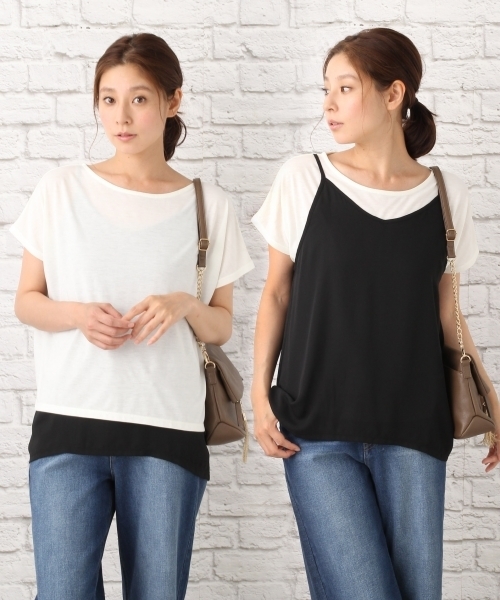 LEPSIM（レプシィム）の「2WAYカサネTシャツSS 728065（Tシャツ/カットソー・レディース・ブラック系その他/ホワイト系その他/グレー系その他・FREE）」の2枚目の写真
