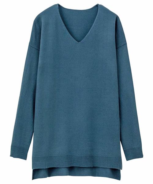 RANAN（ラナン）の「深Ｖネックカシミヤタッチニット（ニット/セーター・レディース・ダークブルー/ブラック/グレー/オフホワイト/ピンク/ローズ/キャメル/グリーン/マスタード/ピンク系その他/エメラルド/ラベンダー/レッド/ブルー/レッド系その他/サンドグレー/ホワイト系その他/ネイビー・M/L/LL/3L）」の10枚目の写真