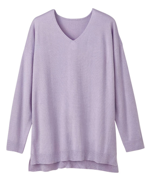 RANAN（ラナン）の「深Ｖネックカシミヤタッチニット（ニット/セーター・レディース・ダークブルー/ブラック/グレー/オフホワイト/ピンク/ローズ/キャメル/グリーン/マスタード/ピンク系その他/エメラルド/ラベンダー/レッド/ブルー/レッド系その他/サンドグレー/ホワイト系その他/ネイビー・M/L/LL/3L）」の11枚目の写真