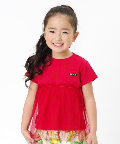 BREEZE(ブリーズ)の「チュール付きドットTシャツ(Tシャツ/カットソー・キッズ・グレー/キナリ/レッド・140/80/90/95/100/120/130/110)」の3枚目の写真