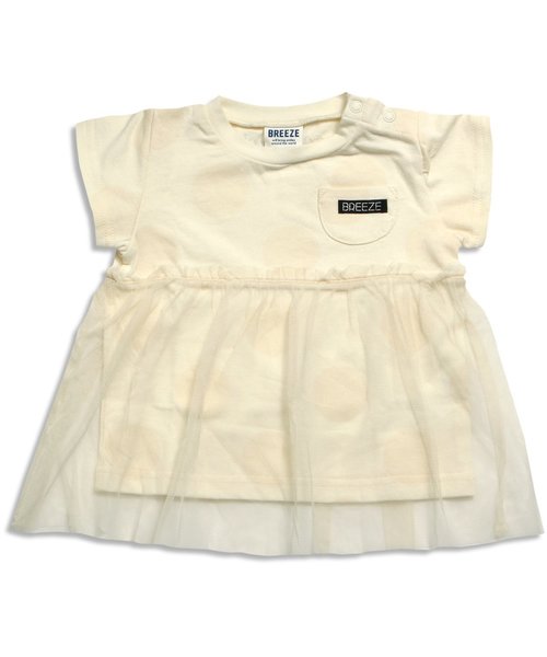 BREEZE(ブリーズ)の「チュール付きドットTシャツ(Tシャツ/カットソー・キッズ・グレー/キナリ/レッド・140/80/90/95/100/120/130/110)」の2枚目の写真