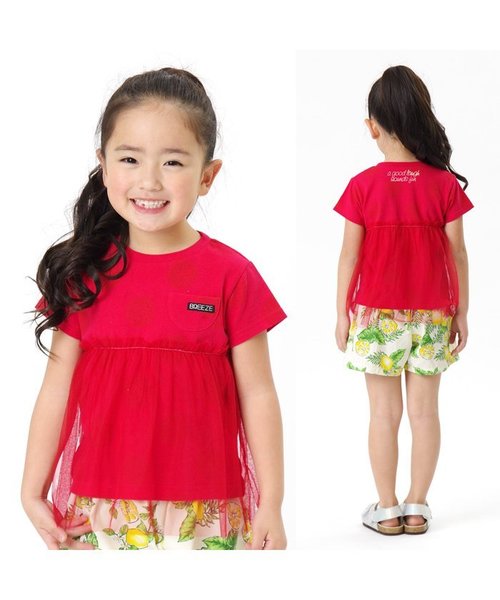 BREEZE(ブリーズ)の「チュール付きドットTシャツ(Tシャツ/カットソー・キッズ・グレー/キナリ/レッド・140/80/90/95/100/120/130/110)」の4枚目の写真