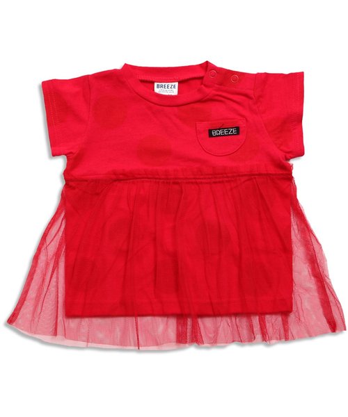 BREEZE(ブリーズ)の「チュール付きドットTシャツ(Tシャツ/カットソー・キッズ・グレー/キナリ/レッド・140/80/90/95/100/120/130/110)」の5枚目の写真