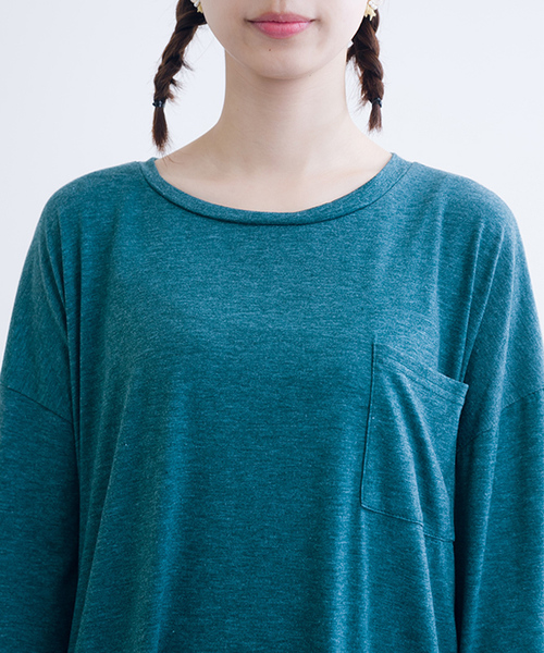 MERLOT（メルロー）の「ポケットスラブTシャツワンピース0041（ワンピース・レディース・チェリーピンク/オフホワイト/グリーン/ブラウン/ブラック・FREE）」の9枚目の写真