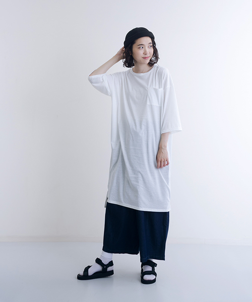 MERLOT（メルロー）の「ポケットスラブTシャツワンピース0041（ワンピース・レディース・チェリーピンク/オフホワイト/グリーン/ブラウン/ブラック・FREE）」の20枚目の写真