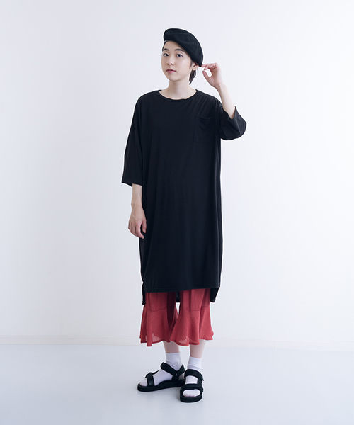 MERLOT（メルロー）の「ポケットスラブTシャツワンピース0041（ワンピース・レディース・チェリーピンク/オフホワイト/グリーン/ブラウン/ブラック・FREE）」の21枚目の写真