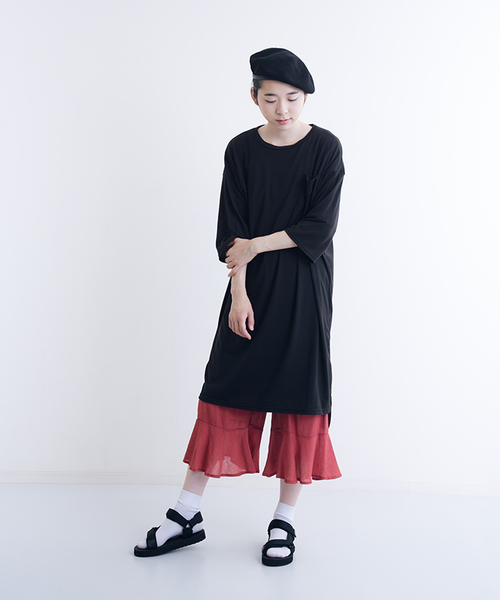 MERLOT（メルロー）の「ポケットスラブTシャツワンピース0041（ワンピース・レディース・チェリーピンク/オフホワイト/グリーン/ブラウン/ブラック・FREE）」の22枚目の写真