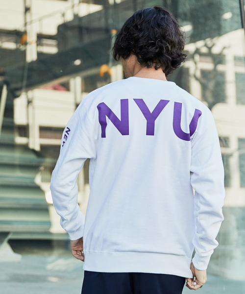 CIAOPANIC（チャオパニック）の「【New York University】袖プリントクルーネックスウェット（Tシャツ/カットソー・メンズ・ネイビー/オフホワイト・M/L）」の8枚目の写真