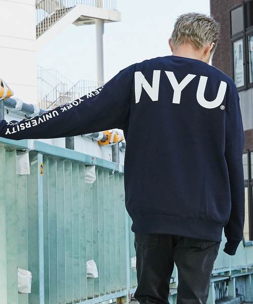 CIAOPANIC（チャオパニック）の「【New York University】袖プリントクルーネックスウェット（Tシャツ/カットソー・メンズ・ネイビー/オフホワイト・M/L）」の5枚目の写真