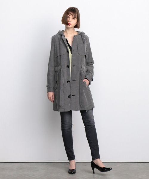 ARMANI EXCHANGE（アルマーニエクスチェンジ）の「【AXアルマーニ エクスチェンジ】ギンガムチェック柄　フードコート（トレンチコート・レディース・ブラック・SMALL/MEDIUM/X-SMALL）」の3枚目の写真