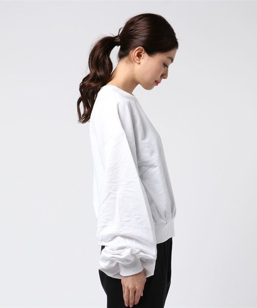 KOBE LETTUCE（コウベレタス）の「ボリュームスリーブビッグシルエットスウェットトップス（スウェット・レディース・グレー/オフホワイト/ダークオレンジ・FREE）」の6枚目の写真