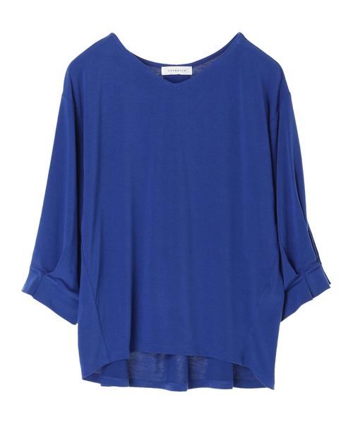 AMERICAN HOLIC(アメリカンホリック)の「・袖タックVネックプルオーバー(Tシャツ/カットソー・レディース・ネイビー/ピンク/イエロー/グリーン/ブルー/オフホワイト・FREE)」の14枚目の写真